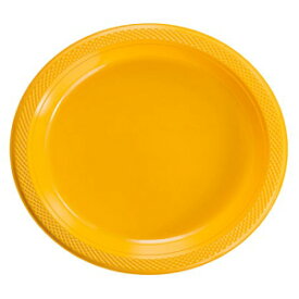 絶妙な9インチ。黄色のプラスチックプレート - 単色使い捨てプレート - 50枚 Exquisite 9 Inch. Yellow Plastic Plates - Solid Color Disposable Plates - 50 Count