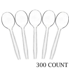 Plasticproクリアプラスチックスープスプーン使い捨てカトラリー用品300カウント Plasticpro Clear Plastic Soup Spoons Disposable Cutlery Utensils 300 Count