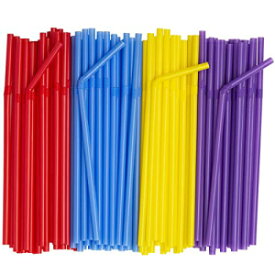 [500本] 柔軟な使い捨てプラスチック製ストロー - 高さ7.75インチ - アソートカラー Comfy Package [500 Count] Flexible Disposable Plastic Drinking Straws - 7.75" High - Assorted Colors
