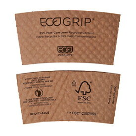 エコプロダクツ EcoGrip 堆肥化可能ホットカップスリーブ、ブラウン、1300 個入りケース (EG-2000)、3.5 インチ Eco-Products EcoGrip Compostable Hot Cup Sleeves, Brown, Case of 1300 (EG-2000), 3.5 inches