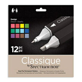 Spectrum Noir Classic Design アルコールマーカー デュアルペン先ペンセット 12本パック Spectrum Noir Classique Design Alcohol Marker Dual Nib Pens Set Pack of 12