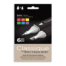 Spectrum Noir Classic Design アルコール マーカー デュアル ペン先 ペン セット - 基本 - 6 個パック Spectrum Noir Classique Design Alcohol Marker Dual Nib Pens Set-Basics-Pack of 6