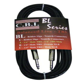 CBI BL2A 1/4 インチ TRS から 1/4 インチ TRS バランスギター楽器ケーブル、10 フィート CBI BL2A 1/4" TRS To 1/4" TRS Balanced Guitar Instrument Cable, 10 Feet