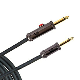 D'Addario 10 ' サーキットブレーカー計器用ケーブル、ラッチングカットオフスイッチ付き、ストレートプラグ D'Addario 10' Circuit Breaker Instrument Cable with Latching Cut-Off Switch, Straight Plug