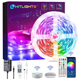 スマート LED ストリップ ライト、HitLights 32.8 フィート RGB ロープ ライト キット、Alexa Google Home、ワイヤレス リモコン、WiFi APP コントロールで動作、5050 色変化 LED ライト ストリップ テレビ ベッドルーム キッチン Tiktok パーティー