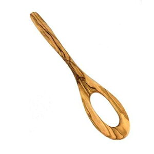 �蒤��I���[�u�E�b�h ���t�����������X�v�[�� - S - 11 �C���` (28 cm) - �t�F�A�g���[�h From The Earth Hand-Carved Olive Wood Stir Spoon with Hole - Small - 11 in (28 cm) - Fair Trade