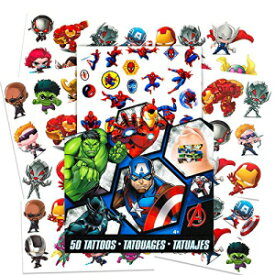 Marvel AVENGERS 一時的なタトゥー - 50 個のタトゥー - アイアンマン、ソー、ハルク、キャプテン アメリカなど。サヴィによる Marvel AVENGERS Temporary Tattoos - 50 Tattoos - Iron Man, Thor, Hulk, Captain America and more! by Savvi