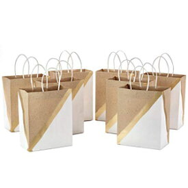 Hallmark 9インチ 中紙ギフトバッグ (8個パック - ホワイト&クラフト) クリスマス、誕生日、結婚式、イースター、母の日、卒業式、ベビーシャワー、ブライダルシャワー、ケアパッケージ用 Hallmark 9" Medium Paper Gift Bags (Pack of 8 - White &