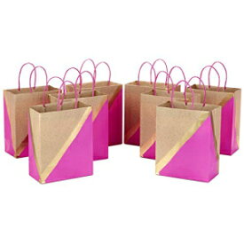 Hallmark 9インチ 中紙ギフトバッグ (8個パック - ピンク&クラフト) 誕生日、イースター、結婚式、母の日、ベビーシャワー、ブライダルシャワー、メーデーなどのあらゆる機会に Hallmark 9" Medium Paper Gift Bags (Pack of 8 - Pink & Kraft) f