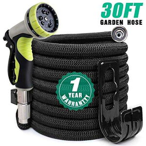 EOOIO 30FT �K�[�f���z�[�X�A100% �\���b�h�u���X�o���u�t���E�H�[�^�[�z�[�X 9 �@�\�z�[�X�m�Y���A�_��ȉ��O�z�[�X�y�ʃK�[�f�j���O���[�h�z�[�X EOOIO 30FT Garden Hose, Water Hose with 100% Solid Brass Va