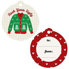 Big Dot of Happiness アグリー セーター - ホリデーとクリスマスの贈り物ギフトタグ (20 個セット) Big Dot of Happiness Ugly Sweater - Holiday and Christmas to and from Favor Gift Tags (Set of 20)