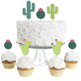 Big Dot of Happiness とげのあるサボテンパーティー - デザートカップケーキトッパー - フィエスタパーティーまたはフィエスタ誕生日パーティー クリアトリートピック - 24個セット Big Dot of Happiness Prickly Cactus Party - Dessert Cupcake Top