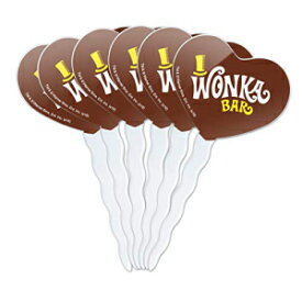 グラフィックなど ウィリー ウォンカとチョコレート工場 ウォンカ バー ロゴ ハート ラブ カップケーキ ピック トッパー デコレーション 6 個セット GRAPHICS & MORE Willy Wonka and The Chocolate Factory Wonka Bar Logo Heart Love Cupcake