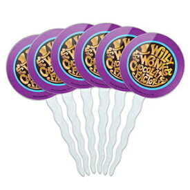ウィリー ウォンカとチョコレート工場のロゴ カップケーキ ピック トッパー デコレーション 6 個セット Willy Wonka and the Chocolate Factory Logo Cupcake Picks Toppers Decoration Set of 6