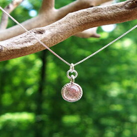 リサイクル アンティーク ピンク デプレッション ガラス カラー ドット ネックレス Recycled que Pink Depression Glass Color Dot Necklace