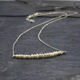 ホワイト養殖パール スターリングシルバー バー ネックレス ジュエリー ギフト 女性用 18 インチ White Cultured Pearl Sterling Silver Bar Necklace Jewelry Gift for Women 18 inches