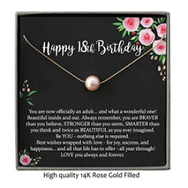 女の子への18歳の誕生日プレゼント、意味のあるメッセージが入ったローズゴールドブラッシュパールネックレス、K14ローズゴールドフィルド Be Wished 18th Birthday Gifts for Girls, Rose Gold Blush Pearl Necklace with Meaningful Message, 14K Rose