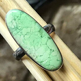 ナチュラル レモン クリソプレーズ 925 ソリッド スターリング シルバー リング サイズ 6.75 Natural Lemon Chrysoprase 925 Solid Sterling Silver Ring Size 6.75