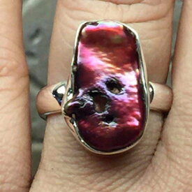 ナチュラルピンク琵琶真珠925ソリッドスターリングシルバーリング6.5 Natural Rocks by Kala Natural Pink Biwa Pearl 925 Solid Sterling Silver Ring 6.5