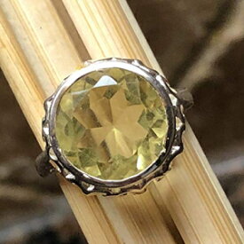 本物の 4ct レモン シトリン 925 ソリッド スターリング シルバー リング サイズ 6 Genuine 4ct Lemon Citrine 925 Solid Sterling Silver Ring Size 6