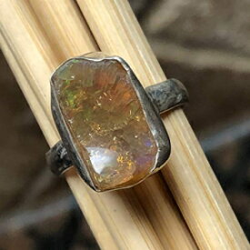 天然エチオピア オパール 925 ソリッド スターリング シルバー リング サイズ 7.25 Natural Ethiopian Opal 925 Solid Sterling Silver Ring Size 7.25