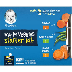 Gerber My 1st Veggies Starter Kit, Carrot, Green Bean  Sweet Potato Puree, Ounce Count (Pack of 2)