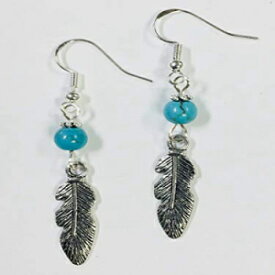 プチターコイズフェザーチャームピアス、スターリングシルバーイヤリング Ann Peden Jewelry Petite Turquoise Feather Charm Earrings, on sterling silver earwires