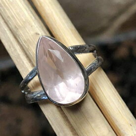 ナチュラル2カラットピンクローズクォーツ925スターリングシルバーリングサイズ7 Natural Rocks by Kala Natural 2ct Pink Rose Quartz 925 Sterling Silver Ring Size 7