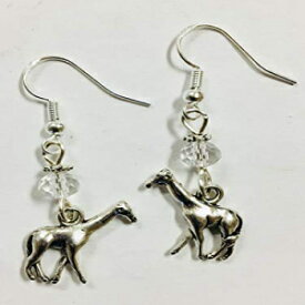 クリアガラスファセットクリスタルアクセントビーズ付きスターリングシルバーイヤワイヤーのキリンイヤリング Ann Peden Jewelry Giraffe Earrings on Sterling Silver Earwires with clear glass faceted crystal accent beads