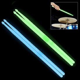 YiPaiSi 5A 発光ライトアップドラムスティック、発光ライトアップドラムスティック、暗闇で光る明るい発光ドラムスティック、明るいライトアップドラムスティック (グリーン) YiPaiSi 5A Luminous Light Up Drum Sticks, Luminous Light Up Drumsticks, B