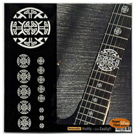 Inlaystickers Fretboard Markers Inlay Stickers Decals for Guitars - Emblem 12th Fret Markers Set - Celtic Cross - Metallic