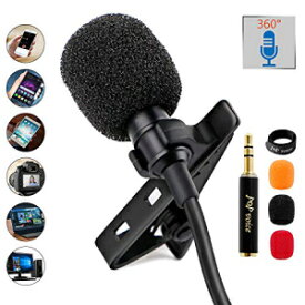 PoP Voice12.8フィートLavalierLapelマイクプロフェッショナルグレード全方向性マイクコンデンサースモールミニ録音に最適ポッドキャストPCラップトップAndroidiPhoneYouTubeインタビューASMR外部 PoP Voice 12.8 Feet Lavalier Lapel Microphone Professional Gra