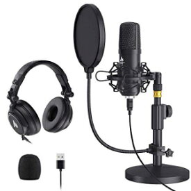 MAONO AU-A04T USB Microphone with AU-MH601 Studio Monitor Headphones Bundle Streaming Podcasting Pack Plug and Play for Computer, YouTube, Music MAONO AU-A04T USB Microphone with AU-MH601 Studio Monitor Headphones Bundle St