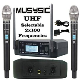 MUSYSIC MU-U2F5-HH デュアル (2x100 周波数) チャンネル UHF ワイヤレス ハンドヘルド マイク システム (FCC 準拠) MUSYSIC MU-U2F5-HH Dual (2x100 freq) Channels UHF Wireless Handheld Microphone System (FCC Compliance)