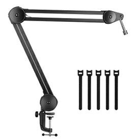 Puroma Microphone Arm Stand Adjustable Suspension Boom Scissor Arm Stand Upgraded Heavy Duty Microphone Stand with Mic Clip and 5 Cable Velcro Ties for Blue Yeti, Snowball and Blue Yeti Nano