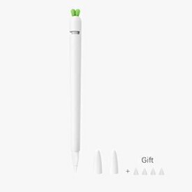 Love Mei Apple Pencilシリコンスリーブ（第1世代ホルダー用）保護スキンカバーケースとペン先カバー滑り止めスムーズグリップかわいいニンジンアクセサリー（iPad用ペンシルチップカバー付き）（第1ホワイト） Love Mei Apple Pencil Silicone Sleeve for 1st G