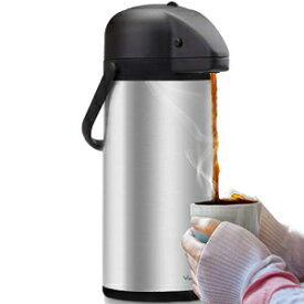 Airpot Coffee Carafe-Vondiorによるサーマルビバレッジディスペンサー（102オンス）。温水/冷水用の絶縁ステンレス鋼コーヒー魔法瓶、ポンプアクションエアポット、パーティーチョコレートドリンク Airpot Coffee Carafe - Thermal Beverage Dispenser (102 oz.