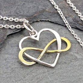 ハート付きブロンズインフィニティツートーンチャームネックレス - 925スターリングシルバー、18インチ Heart with Bronze Infinity Two Tone Charm Necklace - 925 Sterling Silver, 18"