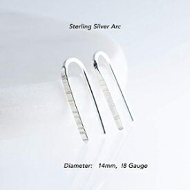 スターリングシルバー リネン ハンマード ライン 14mm 18 ゲージ アーク ミニマリスト ライン イヤリング Sterling Silver Linen Hammered Line 14mm 18 Gauge Arc Minimalist Line Earrings