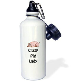 3dRose wb_123051_1「クレイジー ピッグ レディ」 スポーツ ウォーター ボトル、21 オンス、ホワイト 3dRose wb_123051_1"Crazy pig lady" Sports Water Bottle, 21 oz, White