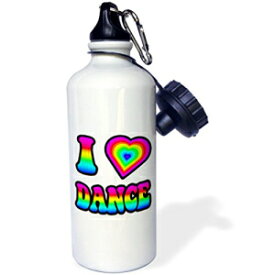 3dRose Groovy Hippie Rainbow I Heart Love ダンス スポーツ ウォーターボトル、21 オンス (wb_217401_1)、マルチカラー 3dRose Groovy Hippie Rainbow I Heart Love Dance-Sports Water Bottle, 21oz (wb_217401_1), Multicolored