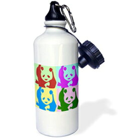 3dRose wb_51439_1「カラフル パンダ ファン アニマル アート」スポーツ ウォーター ボトル、21 オンス、ホワイト 3dRose wb_51439_1"Colorful Pandas Fun Animal Art" Sports Water Bottle, 21 oz, White