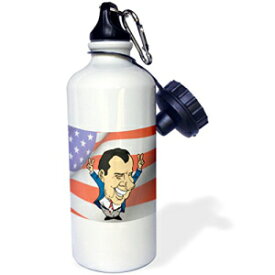 3dRose wb_61141_1「アメリカ国旗付きリチャード・ニクソン大統領」スポーツウォーターボトル、21オンス、ホワイト 3dRose wb_61141_1"President Richard Nixon With American Flag" Sports Water Bottle, 21 oz, White
