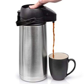新しい64オンス（1.9リットル）エアポットコーヒーディスペンサー| ステンレス鋼の二重壁のカラフ| BPAフリーの真空断熱魔法瓶| 飲料を効果的に高温（最大12時間）または低温（最大24時間）に保ちます FeschDesign New 64 Oz (1.9 Liter) Airpot Coffee Dis