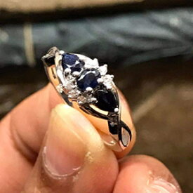 ナチュラルブルーサファイア925ソリッドスターリングシルバーエンゲージリングサイズ6 Natural Rocks by Kala Natural Blue Sapphire 925 Solid Sterling Silver Engagement Ring Size 6