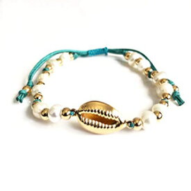 カウリー シェル ブレスレット 淡水真珠 18K ゴールド メッキ トレンディ ジュエリー Cowrie Shell Bracelet Freshwater Pearls 18K Gold Plated Trendy Jewelry