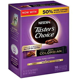 ネスカフェ テイスターズチョイス 100% コロンビア産インスタントコーヒー、シングルサーブ 16 袋、(4 個パック) Nescafé Taster's Choice 100% Colombian Instant Coffee, 16 Single Serve Packets, (Pack of 4)