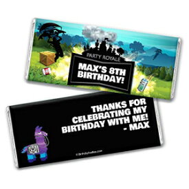 パーソナライズされた子供の誕生日バトルゲームラッパー、ハーシーのチョコレートバーキャンディーの記念品用 (ラッパー25枚) - シルバーホイル Personalized Kid's Birthday Battle Game Wrappers for Hershey's Chocolate Bar Candy Favors (25 Wrap