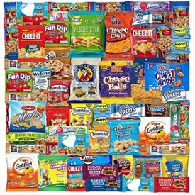 スナックボックス バラエティパック (53 個) クッキー チップ キャンディー ケア パッケージ オフィス 会議 学校 大学生、軍人、父親、父親 新年バスケット用 Snack Box Variety Pack (53 Count) Cookies Chips Candy Care Package for Office