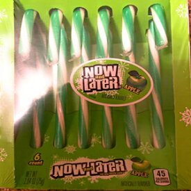 Now and Later Apple Candy Canes (1) 2.64 オンス ボックス。ホリデーキャンディー 6個個包装 Now and Later Apple Candy Canes (1) 2.64oz Box. Holidays Candy, 6 individual wrapped pieces